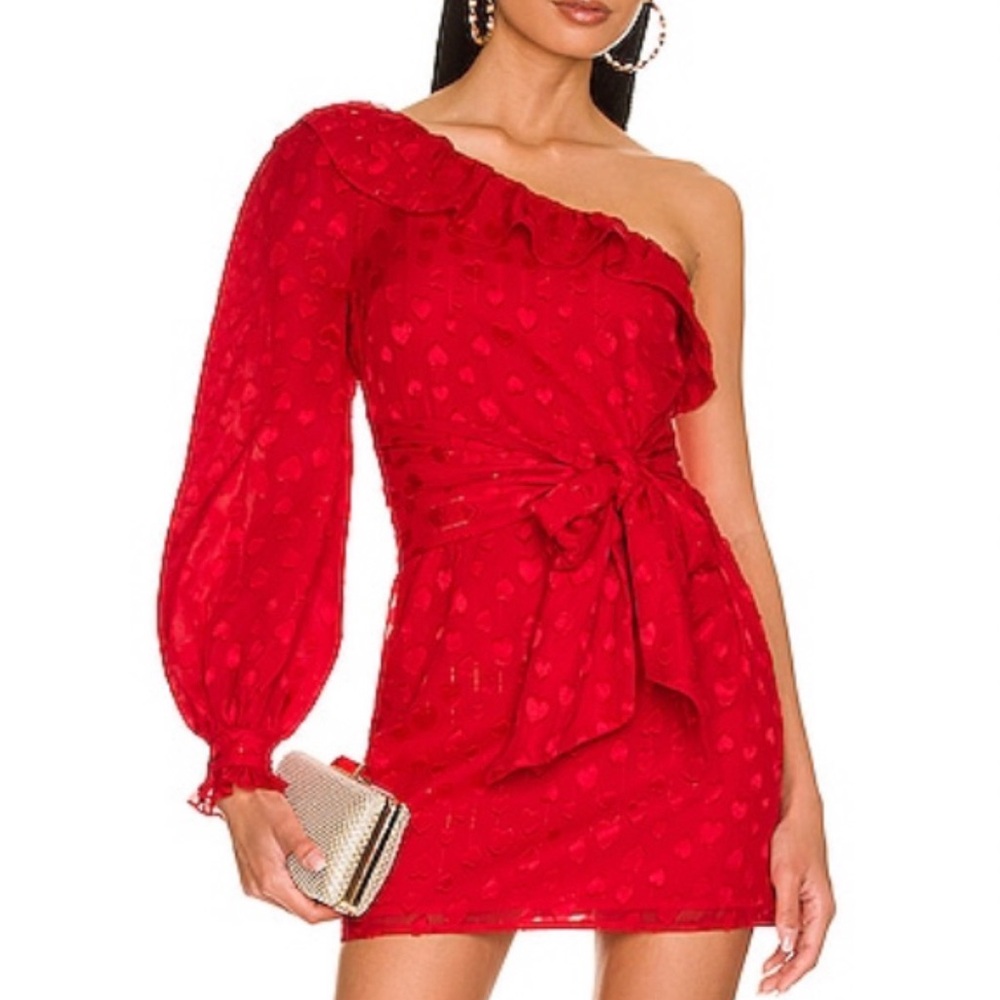 MAJORELLE One-Shoulder Red Dress